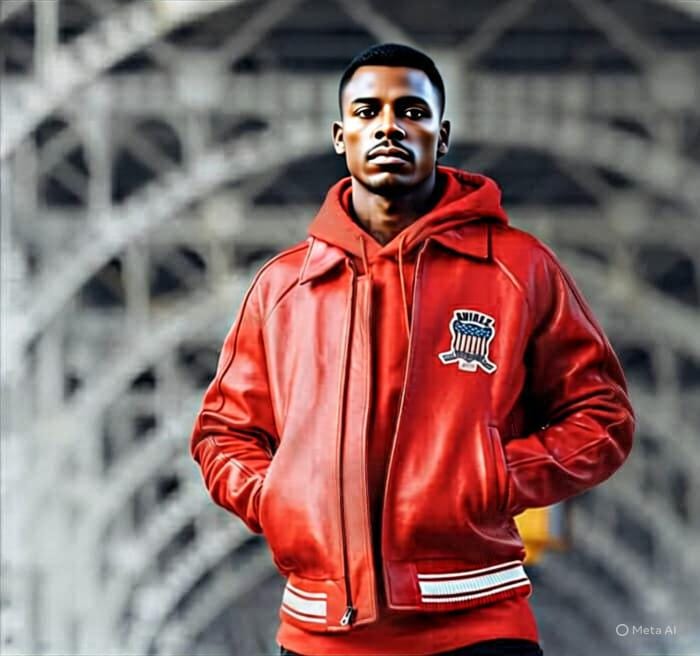 レッドレザーボンバージャケット：アヴィレックスミリタリースタイル