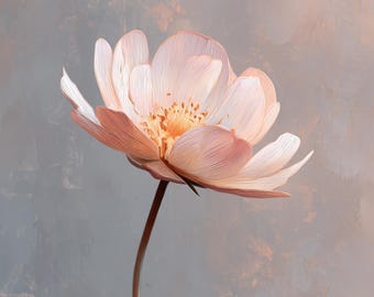 Perzik bloemen muurkunst | Minimalistische botanische print
