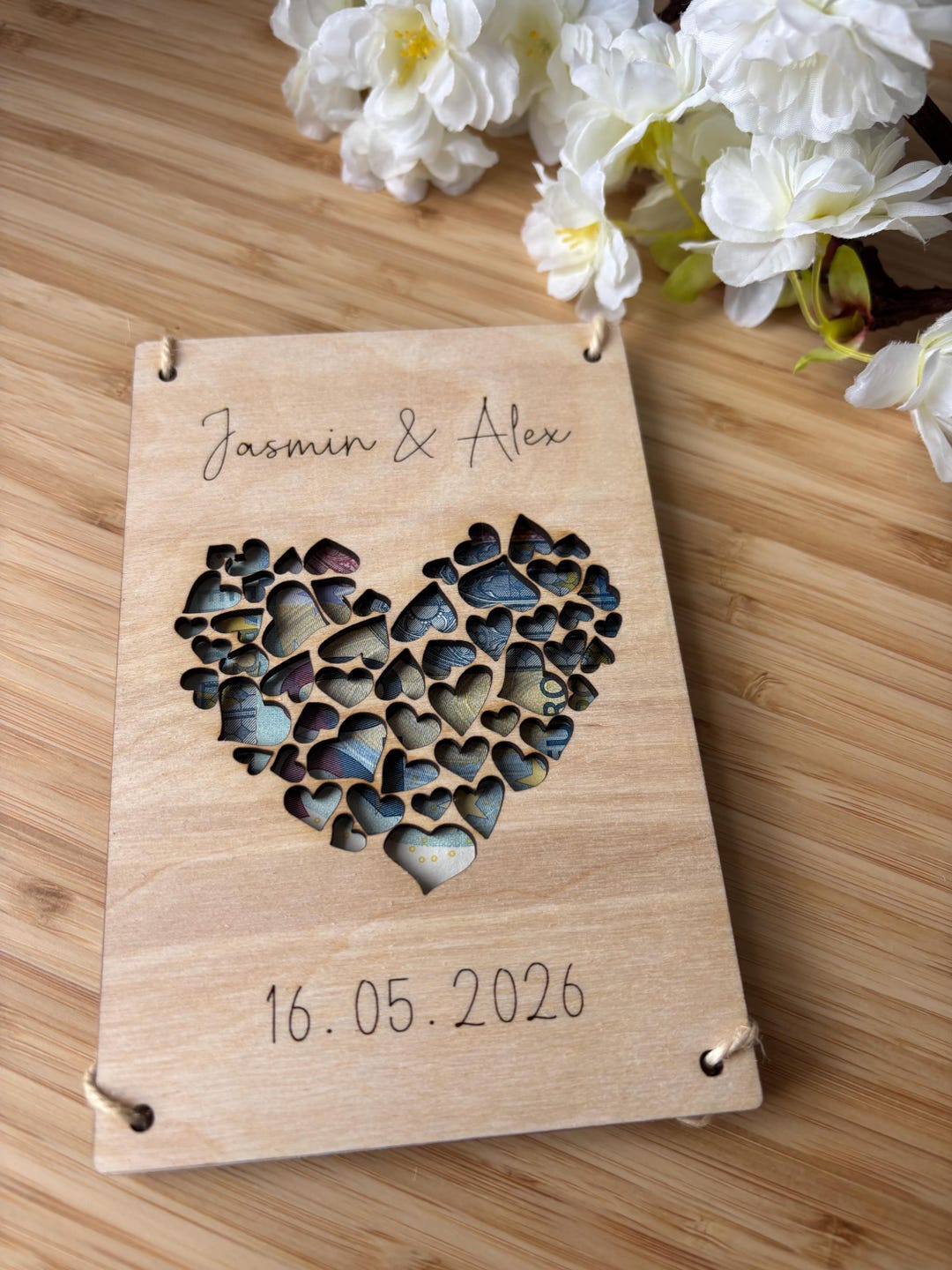 Personalized Wooden Wedding Card With Names & Date – Wedding Gift ...
