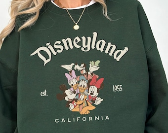 Retro Mickey and Friends Disneyland Sweatshirt, Vintage California Est 1955 Pullover, Disney Family Vacation Matching Sweatshirt