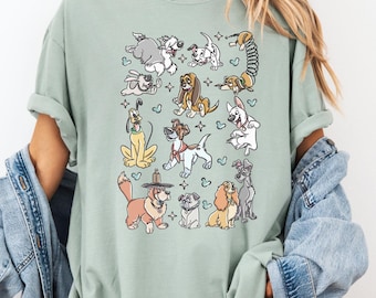 Disney Dogs Comfort Colors Shirt, Retro Disney Puppy Tee, Lady and the Tramp Pluto Dog Shirt, Disney Animal Lover Gift