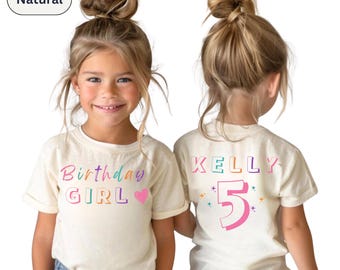 Personalized Birthday Girl Shirt–Custom Name & Age Kids Birthday Outfit–1st 2nd 3rd 4th 5th Birthday Tee – Girls Party Shirt – Natural Color