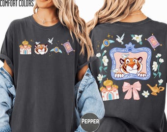 Aladdin Jasmine Rajah Tiger Comfort Colors Tee, Magic Carpet Castle Birds Disney Girl Trip Shirt