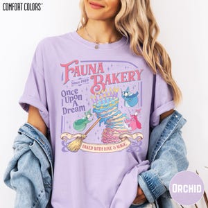 Sleeping Beauty Fauna Bakery Comfort Colors Tee, Retro Baked With Love And Magic Shirt, Aurora Disney Trip Gift