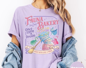 Sleeping Beauty Fauna Bakery Comfort Colors Tee, Retro Baked With Love And Magic Shirt, Aurora Disney Trip Gift