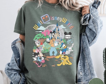 Vintage Mickey and Friends Comfort Colors Shirt, Retro Walt Disneyworld Tee, Disney 2026 Family Trip Matching Gift