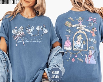 Cinderella Magical Princess Comfort Colors Shirt, Two Sided Fairytale Dream Tee for Disney Girl Trip Birthday Celebration