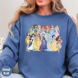All Disney Princess Sweatshirt, Retro Princess Characters Hoodie Pullover, Disneyland Vacation Outfit image 5