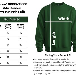 a green sweatshirt with the width of the sweatshirt