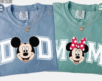Disney Family Matching Shirts - Mickey Dad Minnie Mom Kids Comfort Colors and Bella CanvasTees