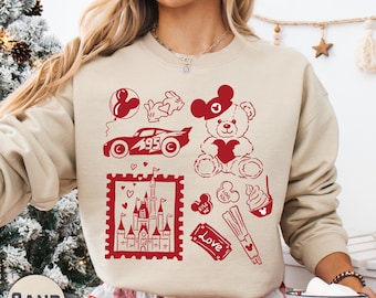 Disney Cars Valentine Sweatshirt, Mickey Bear Love McQueen Heart Hoodie, Valentines Day Gift for Her