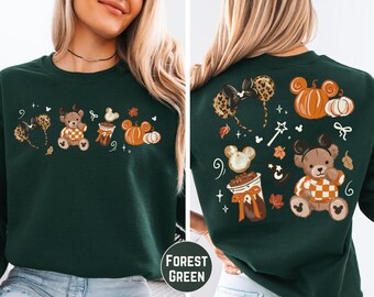 Sudadera Disney Bear de otoño, sudadera con capucha de orejas de oso con sabor a café con especias de calabaza.