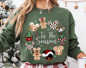 Tis The Season Disney Sweatshirt, Mickey Minnie Gingerbread Hoodie, Cute Holiday Pullover, Cozy Retro Christmas Gift