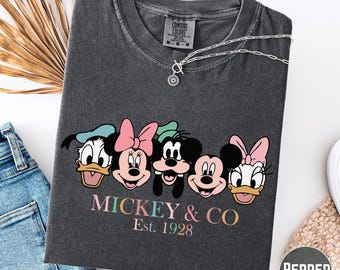 Vintage Mickey & Co est. 1928 Comfort Colors Shirt, Retro Disney Tee, Mickey And Friends Shirt, Cute Disneyworld Trip Shirt