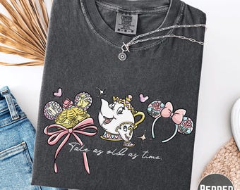 Camisa Coquette Bow Belle Comfort Colors, camisa Disney "Cuento tan antiguo como el tiempo", regalo de cumpleaños de princesa
