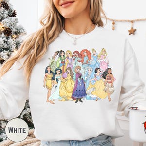 All Disney Princess Sweatshirt, Retro Princess Characters Hoodie Pullover, Disneyland Vacation Outfit image 15