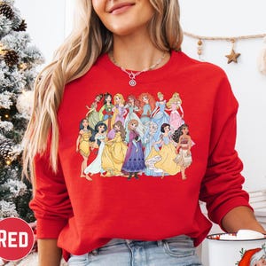 All Disney Princess Sweatshirt, Retro Princess Characters Hoodie Pullover, Disneyland Vacation Outfit image 14