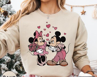 Disney Mickey Minnie Valentine Sweatshirt, Romantic Kiss Love Sweater Hoodie, Disney Love Matching Couples Gift