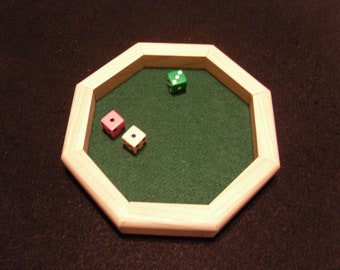 Wooden Octagon-Shaped Dice Tray