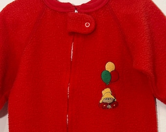 Pijama vintage de forro polar rojo con el oso Paddington, años 80, fabricado en EE. UU., 2T, para niños pequeños