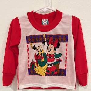 Vintage Disney Christmas Pajama Top | Minnie Mouse & Pluto Holiday Sleep Shirt | Baby 6–9 Months | Lullaby Land
