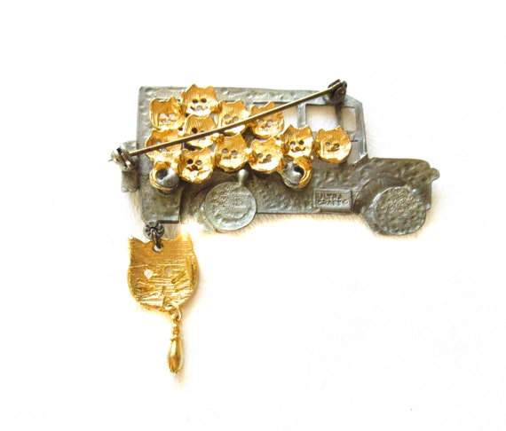 Ultra Craft Cats on a School Bus Pin Brooch - image 2
