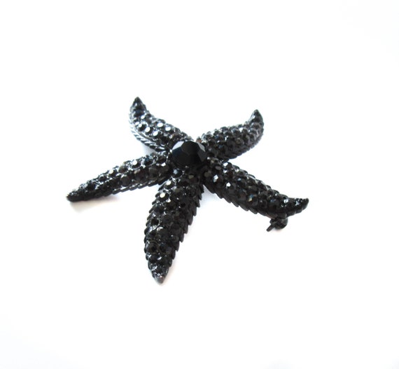 Weiss Black Starfish Pin Brooch - image 3