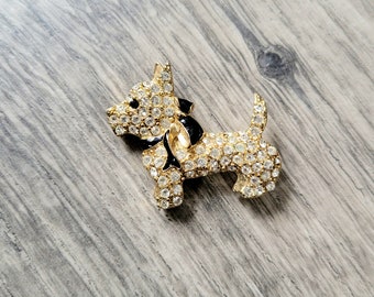 Monet Scottish Terrier Pin Brooch Gold Tone Dog