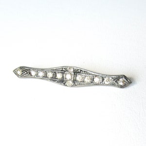 Art Deco Rhinestone Bar Pin Brooch Diamond Finish