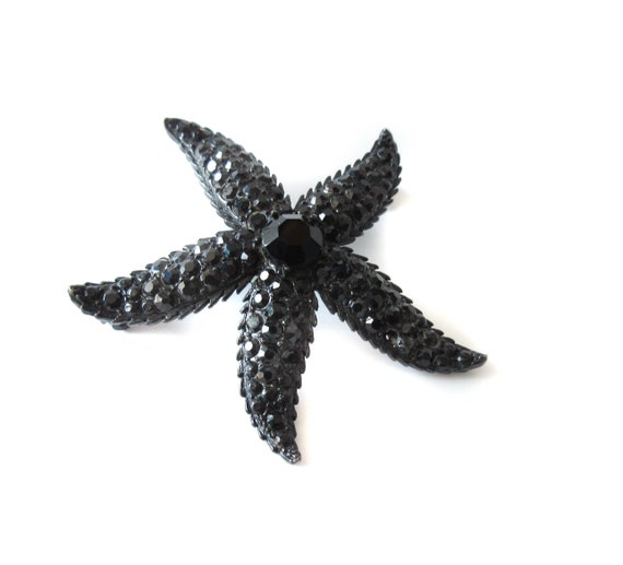 Weiss Black Starfish Pin Brooch - image 2