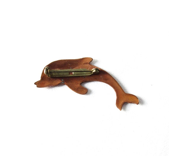 Enamel Copper Dolphin Pin - image 3