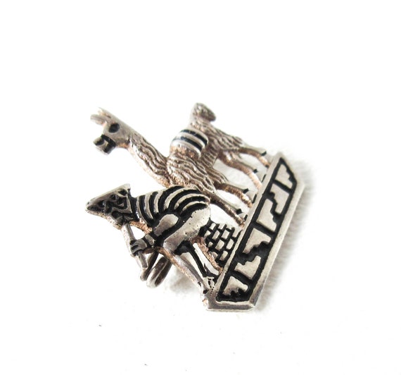 Sterling Silver Llama with Man Pin Brooch Tiny - image 2