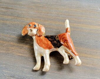 Enamel Beagle Pin Brooch Dog Jewelry