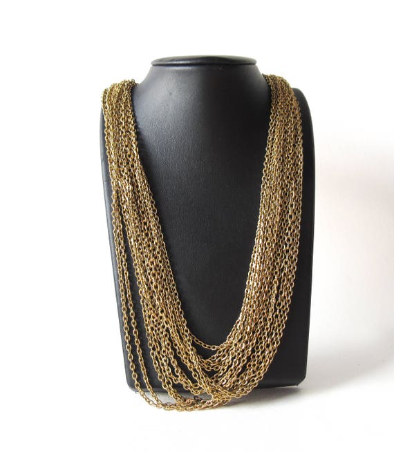 Corocraft Multi Strand Necklace Gold Tone Chain - image 5