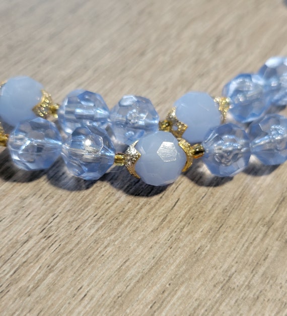 Hong Kong Blue Beaded Necklace Two Strand Plastic… - image 3