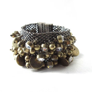 Metal Mesh Cha Cha Bracelet Clear Rhinestones