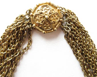 Corocraft Multi Strand Necklace Gold Tone Chain