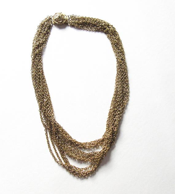 Corocraft Multi Strand Necklace Gold Tone Chain - image 2