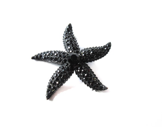 Weiss Black Starfish Pin Brooch - image 1