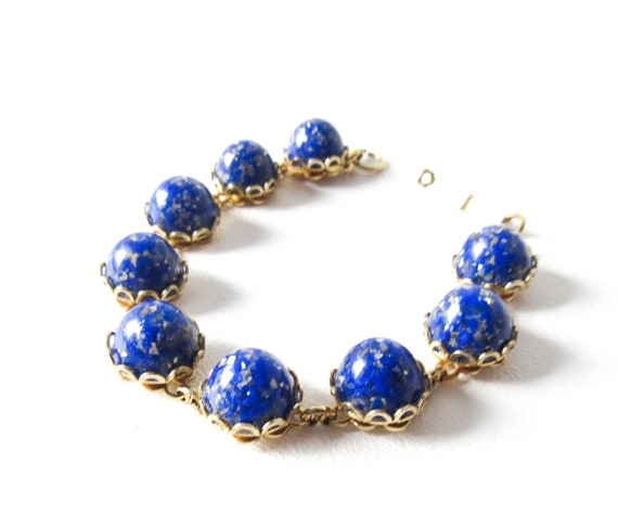 Blue Glitter Confetti Lucite Bracelet - image 2