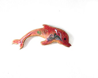 Enamel Copper Dolphin Pin