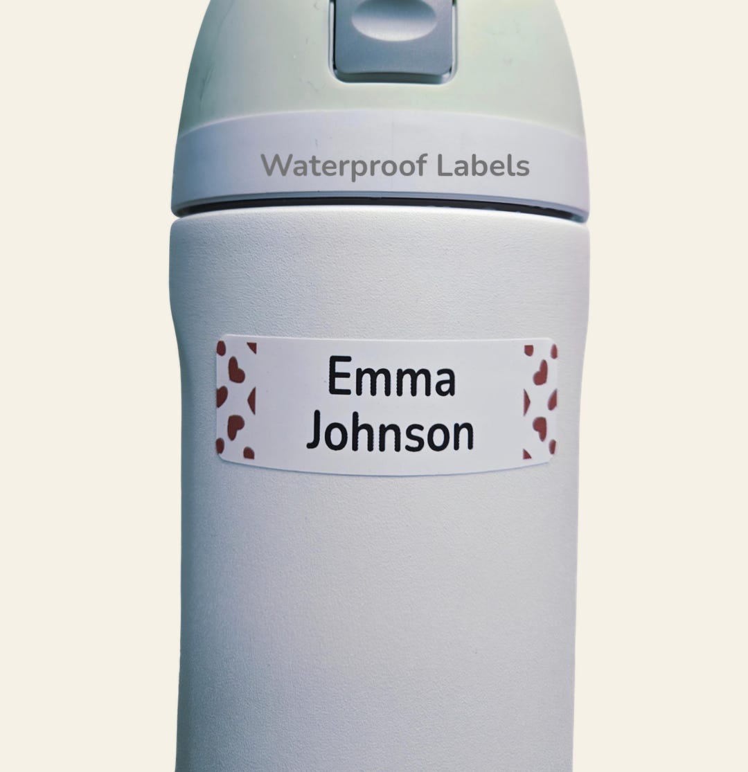 School Name Labels – Heart Personalized Waterproof Stickers for Kids ...