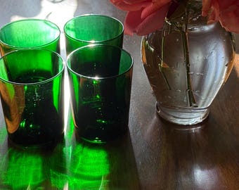 4 French Green Tumblers- 2 Sets Available