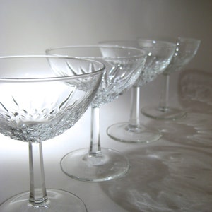 4 French Champagne Coupes with Faceted Stems image 5