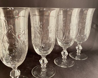 4 Crystal Water Glasses