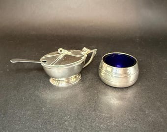 Silver and Cobalt Glass Salt Cellars