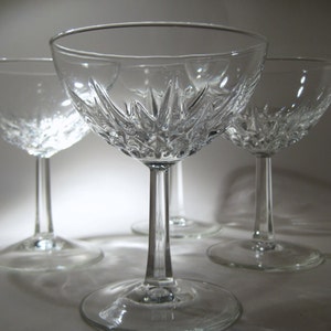 4 French Champagne Coupes with Faceted Stems image 4