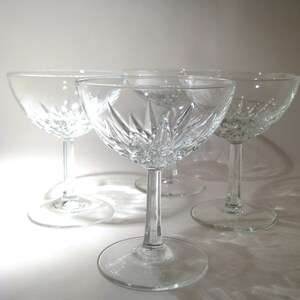 4 French Champagne Coupes with Faceted Stems image 3