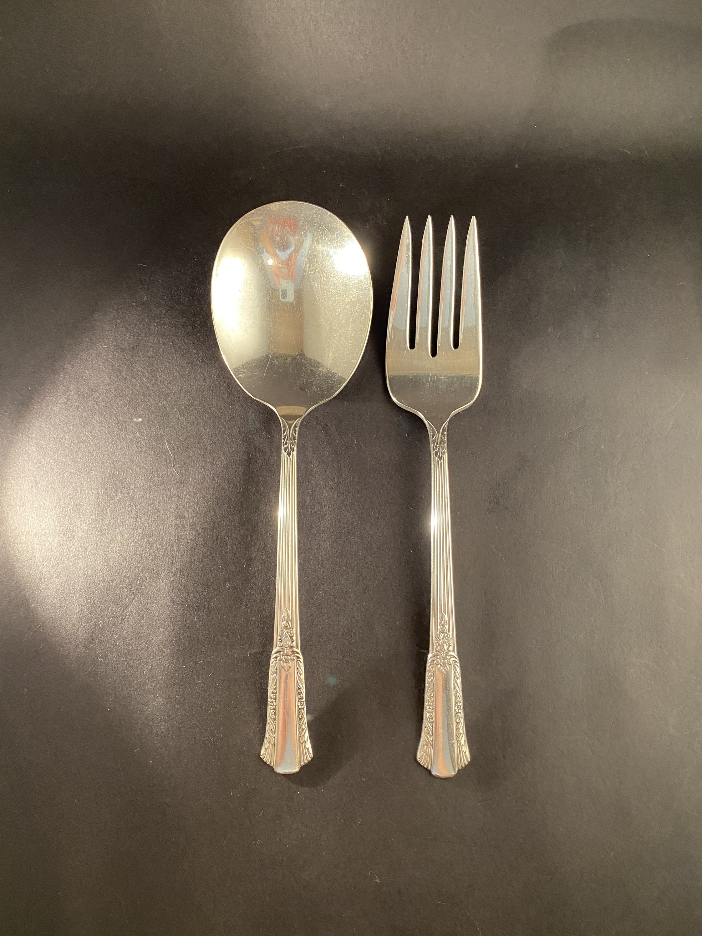 Silverplated Serving Fork and Spoon