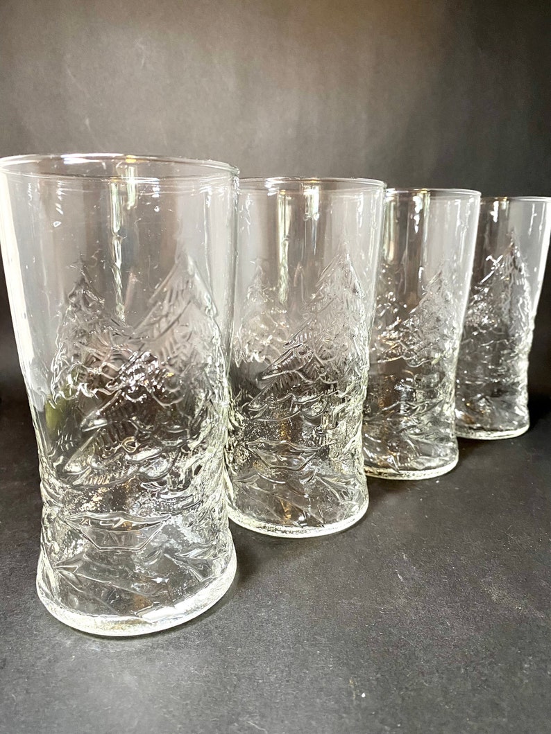 4 Tall Christmas Tree Glasses image 1